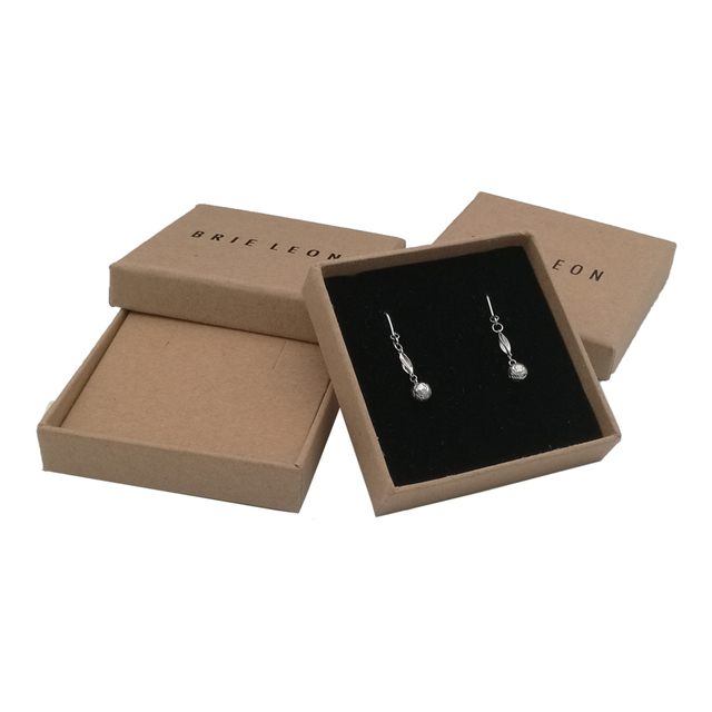 Großhandel günstige Druck Mädchen kleine braune Ohrring Papier Box Verpackung