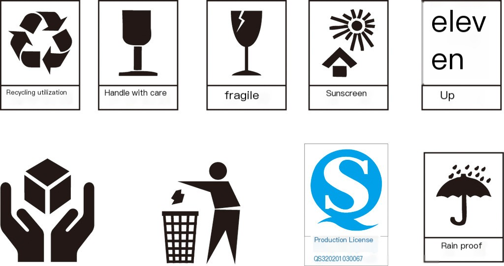 Standardisierte Icon-Anwendung für Anpassungisierte Verpackung Boxes